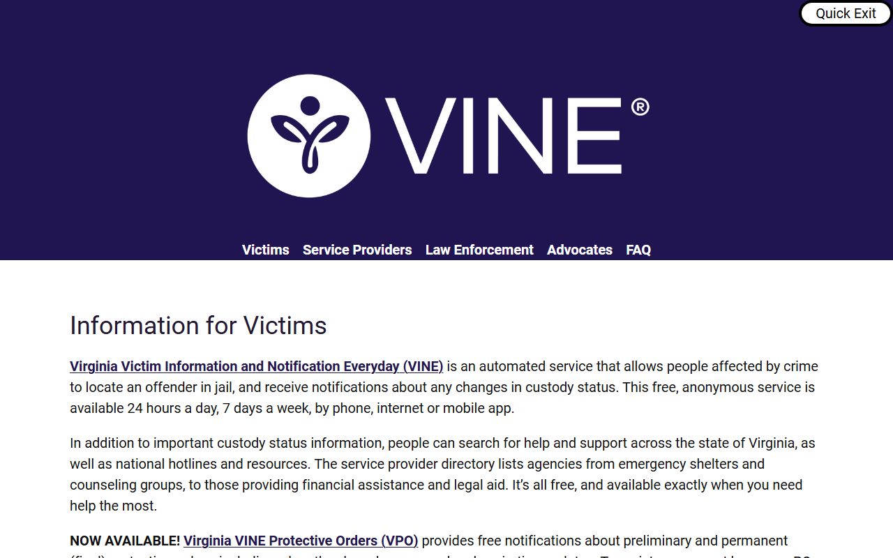 Accomack County inmate records VINE custody notification page